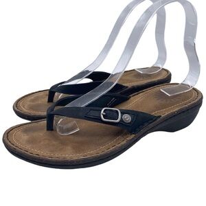 UGG Shoes Kamiko Black Leather Thong Sandals Casual Neutral Womens Size 6
